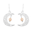Rhodium Over Sterling Silver Half Moon Earrings 3.40 Grams - Sticky add to cart bar