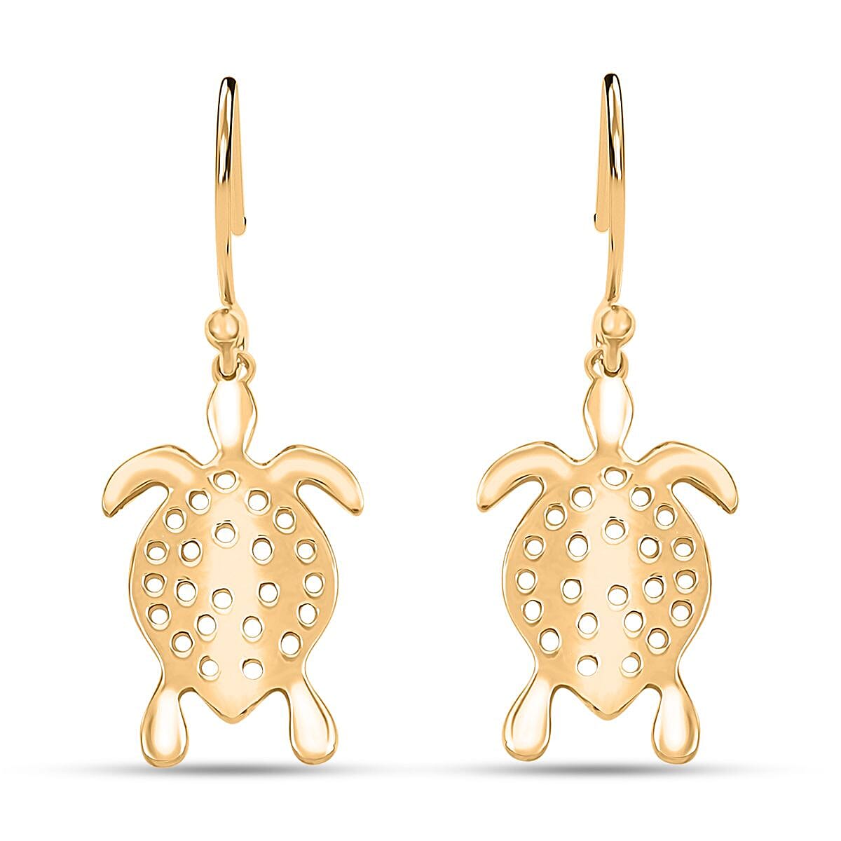 Turtle Earrings in 14K Yellow Gold Over Sterling Silver 3.20 Grams