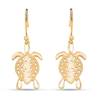 Turtle Earrings in 14K Yellow Gold Over Sterling Silver 3.20 Grams