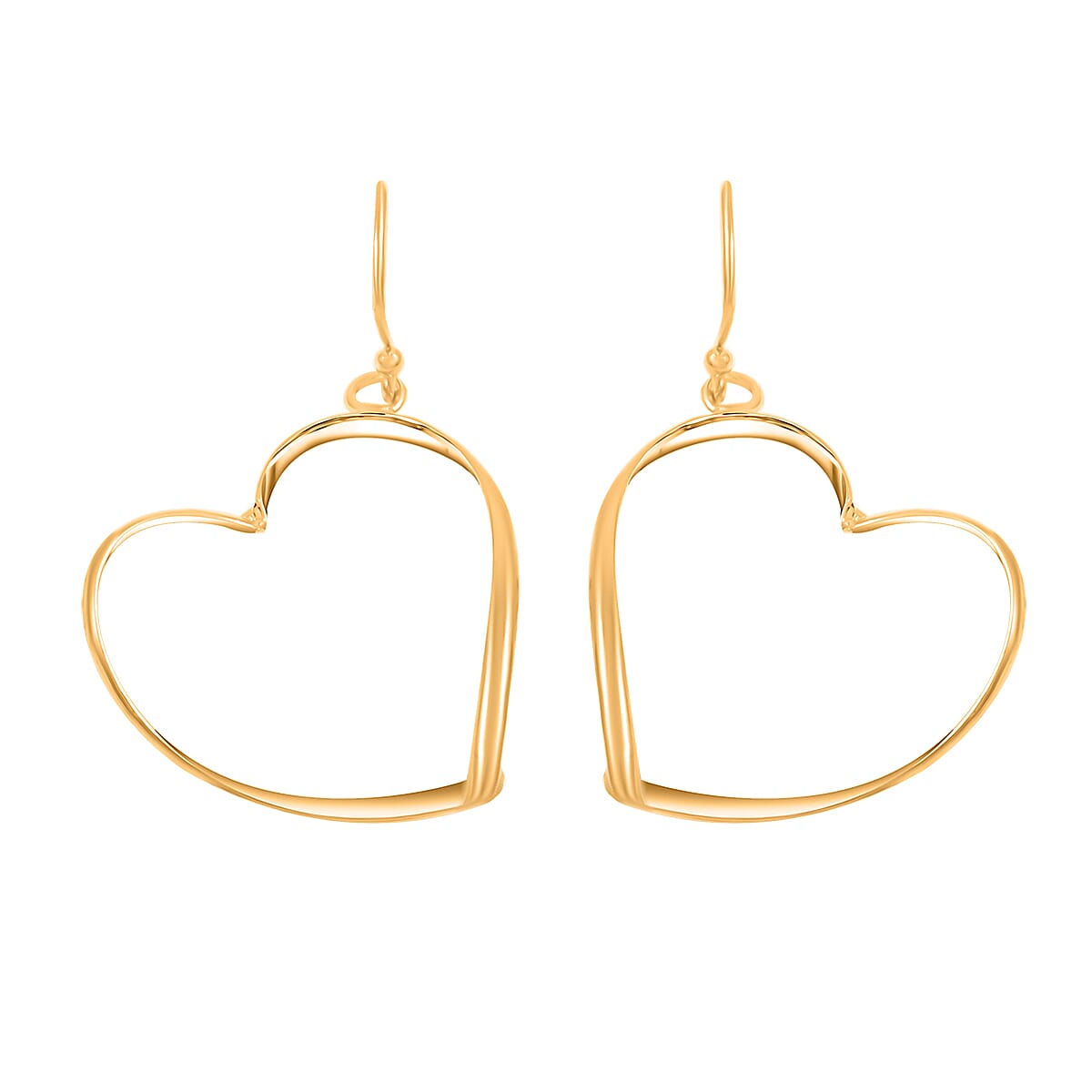 Heart Earrings in 14K Yellow Gold Over Sterling Silver 2.30 Grams