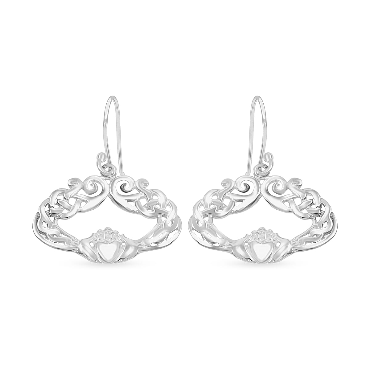 Fancy Earrings in Rhodium Over Sterling Silver 3.75 Grams