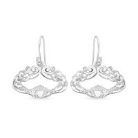 Fancy Earrings in Rhodium Over Sterling Silver 3.75 Grams