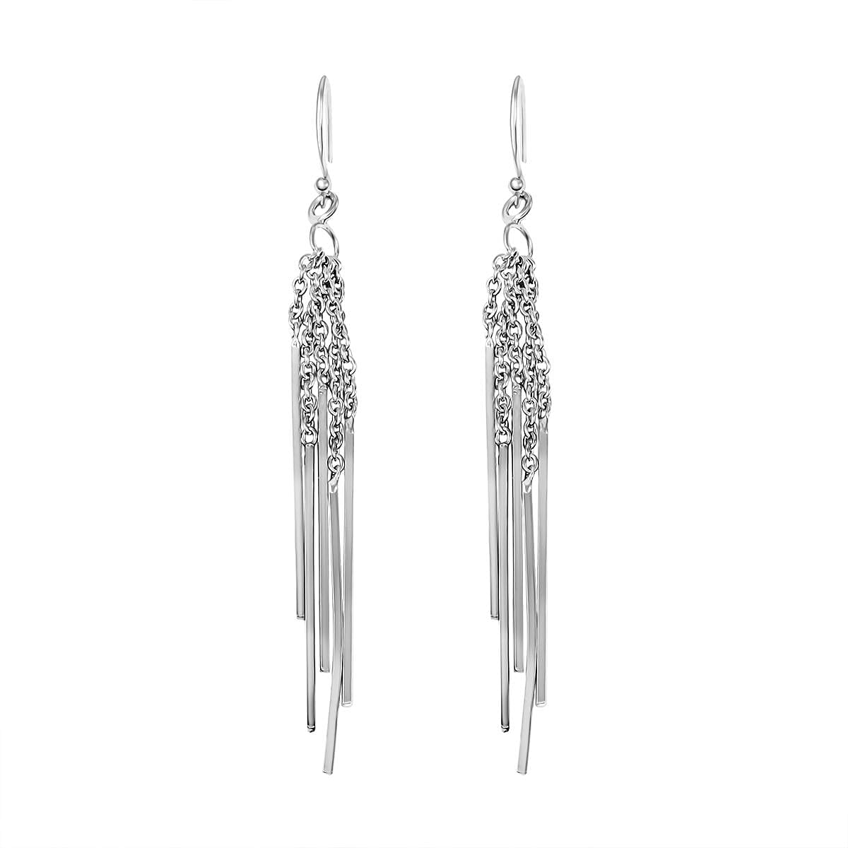 Dangle Earrings in Rhodium Over Sterling Silver 3.60 Grams