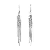 Dangle Earrings in Rhodium Over Sterling Silver 3.60 Grams