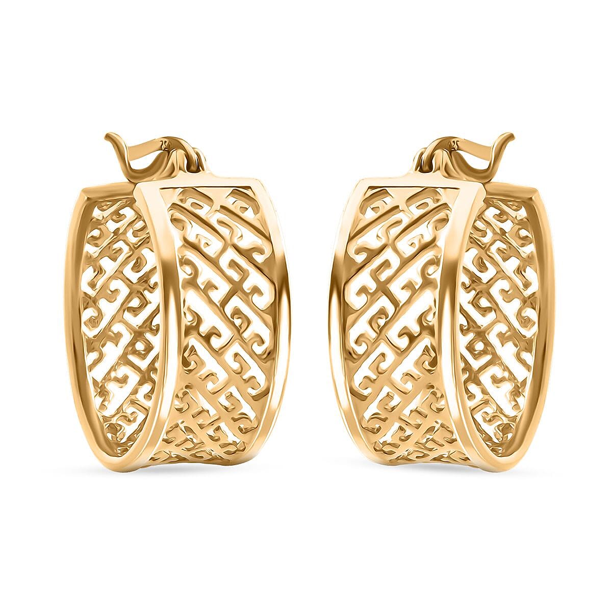 Hoop Earrings in 14K Yellow Gold Over Sterling Silver 8.60 Grams