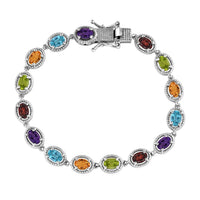 7.05 ctw Multi Gemstone Bracelet in Platinum Over Sterling Silver (7.25 In)