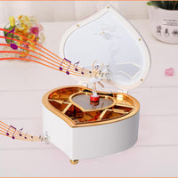 White Heart Shape Music Box with Removable Magnetic Dancer