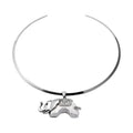 White Howlite, Austrian Crystal Elephant Pendant with Collar Necklace (15 Inches) in Stainless Steel 50.00 ctw - Sticky add to cart bar