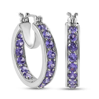 KARIS Simulated Purple Diamond Inside Out Hoop Earrings in Platinum Bond Brass