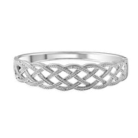 Diamond Accent Weaved Bangle Bracelet in Silvertone 7.00 Inch (7.00 In)