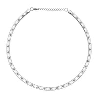 Omega Heart Pattern Collar Necklace 17-19 Inches in Stainless Steel 15.50 Grams