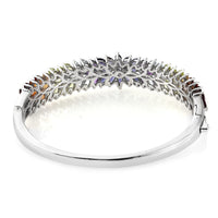 Multi Gemstone Bangle Bracelet in Platinum Over Sterling Silver (6.50 in) 10.60 ctw
