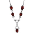 D'Joy Mozambique Garnet Necklace in Sterling Silver Stainless Steel, Drop Necklace For Women (18 Inches) 2.50 ctw - Sticky add to cart bar