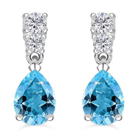 3.18 ctw Sky Blue Topaz and Simulated Diamond Earrings in Sterling Silver