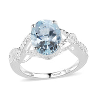 Sky Blue Topaz Loose Braid Solitaire Ring in Sterling Silver (Size 5.0) 3.00 ctw