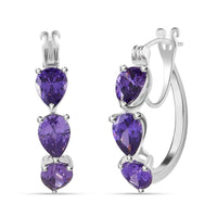 Simulated Purple Diamond Hoop Earrings in Sterling Silver