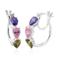Simulated Multi Color Diamond Hoop Earrings in Sterling Silver - Sticky add to cart bar