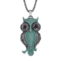 88 ctw Hematite and Multi Gemstone Owl Pendant With Necklace 32 Inch in Dark Silvertone