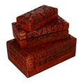 Handcraft Set of 3 Butterfly Sheesham Finished Mango Wooden Nesting Boxes (8,6,5 in) - Sticky add to cart bar