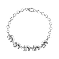 Linked Elephants Bracelet in Sterling Silver 6.96 Grams (7.25 In)