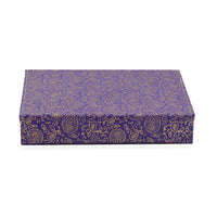 Purple and Golden Paisley Pattern Eco Leatherette Ring Box (9x1.75x7 in) (Approx. 60 Rings)