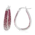 Pink and Red and White Austrian Crystal Inside Out Hoop Earrings in Silvertone - Sticky add to cart bar