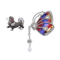 Set of 2 Chroma Pearl, Multi Gemstone, Enameled Dog & Butterfly Brooch in Silvertone - Sticky add to cart bar
