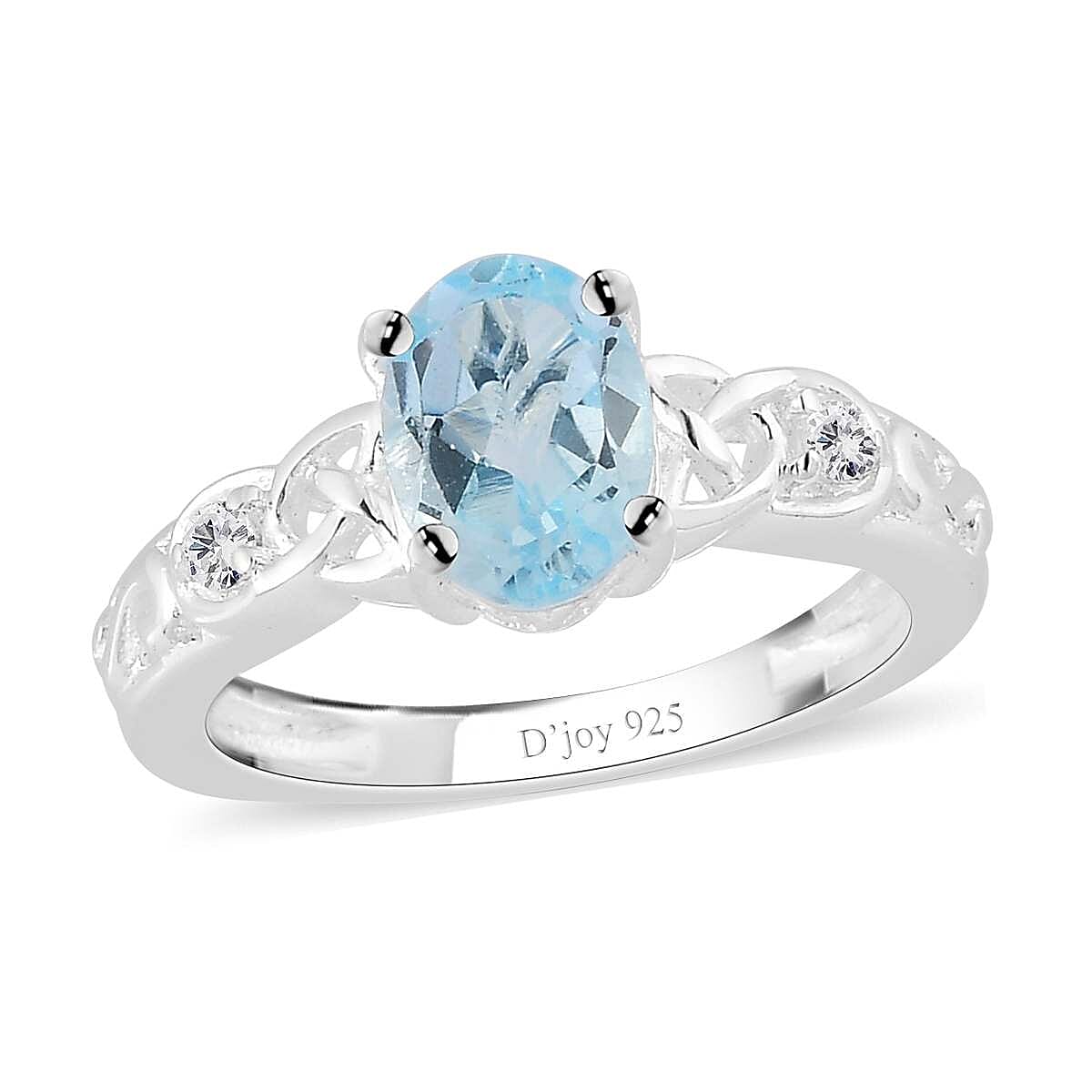 Sky Blue Topaz, White Topaz Ring in Sterling Silver|Beautiful Engagement Promise Rings for Women|Birthstone Jewelry 1.65 ctw