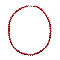 100.00 ctw Red Coral Beads Necklace 18 Inch in Sterling Silver