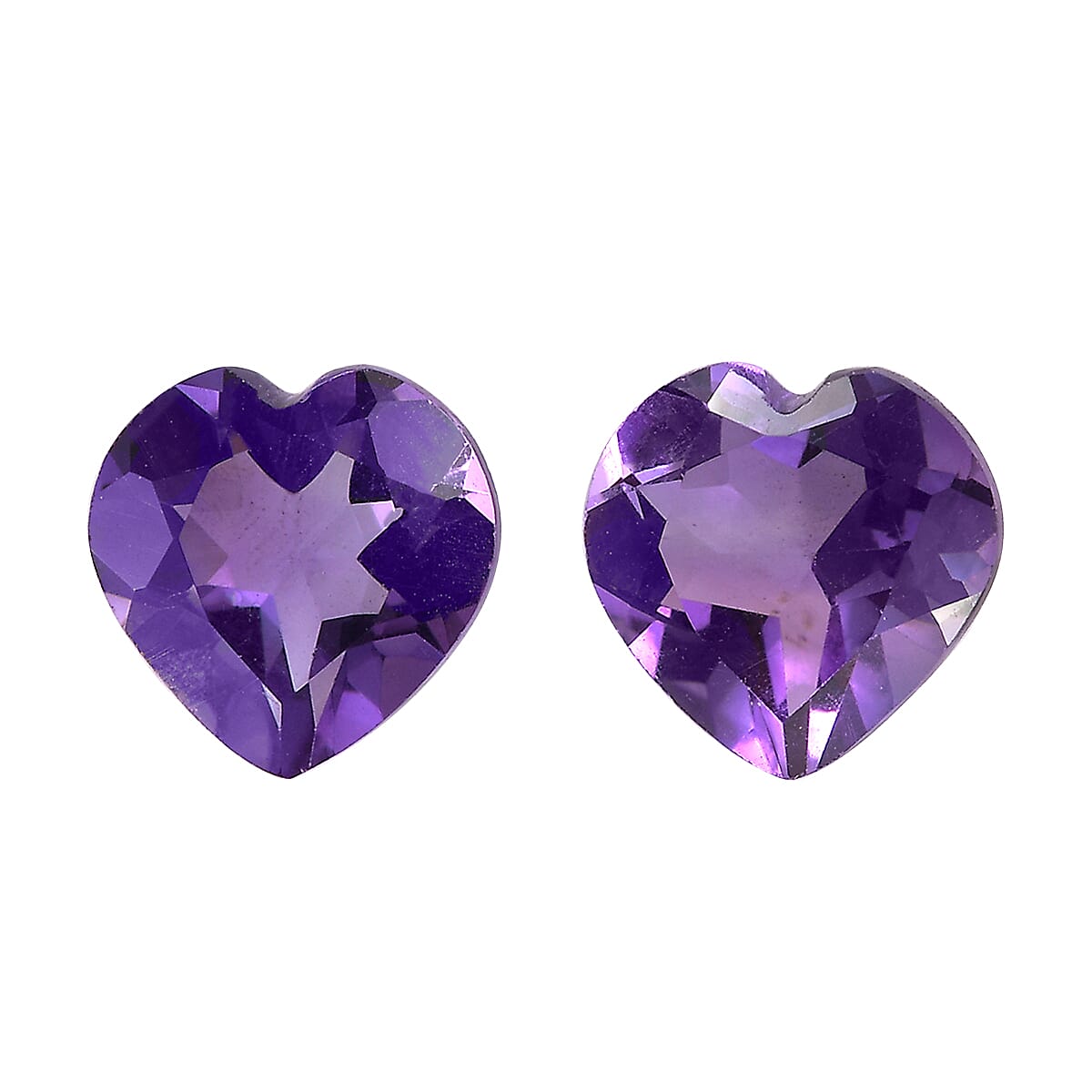 African Amethyst Set of 2 (Hrt 7 mm) 1.99 ctw Loose Gemstone