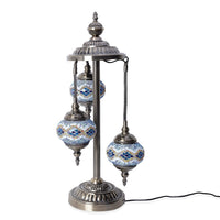 Handmade Blue Chandelier Turkish Style Table Lamp with Bronze Base (8.3x26.8 in)(Requires E 12 Bulbs)