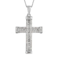 Diamond 1.00 ctw Necklace in Platinum Over Sterling Silver, Cross Pendant, Diamond Pendant 20 Inches - Sticky add to cart bar
