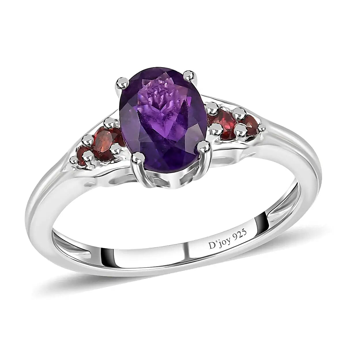 D'Joy African Amethyst, Mozambique Garnet Ring in Sterling Silver (Size 10.0) 1.30 ctw