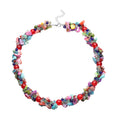 Red Shell and Faceted Beaded Necklace 20-23 Inch in Silvertone - Sticky add to cart bar