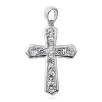 Simulated Diamond Cross Pendant in Sterling Silver