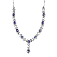 D'Joy AAA Tanzanite 2.65 ctw Necklace in Platinum Over Sterling Silver, Princess Necklace, Drop Necklace 18-20 in