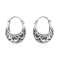 Bali Legacy Sterling Silver Heart Filigree Hoop Earrings (6.02 g) - Sticky add to cart bar