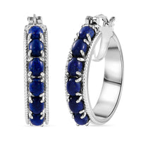 KARIS 5.80 ctw Lapis Lazuli Hoop Earrings in Platinum Bond
