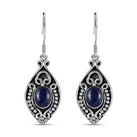 Artisan Crafted 3.20 ctw Lapis Lazuli Earrings in Sterling Silver 7.15 Grams