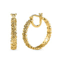 Scroll Work Openwork Hoop Earrings For Women in 18K Yellow Gold Plated - Sticky add to cart bar