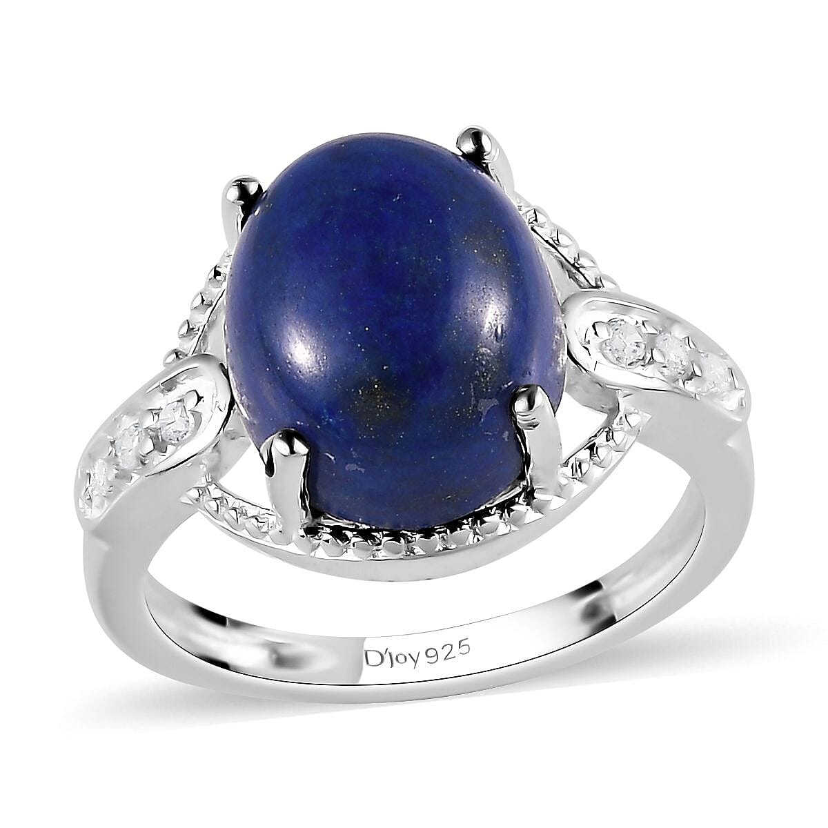 4.70 ctw Lapis Lazuli and Simulated Diamond Ring in Sterling Silver