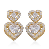 Simulated Diamond Heart Drop Earrings in 14K YG Over Sterling Silver 4.00 ctw