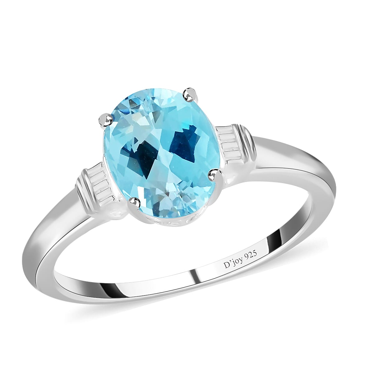 Sky Blue Topaz Solitaire Ring in Sterling Silver 3.00 ctw