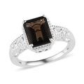 D'Joy Brazilian Smoky Quartz Solitaire Ring in Sterling Silver (Size 10.0) 3.25 ctw - Sticky add to cart bar