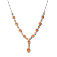 Salamanca Fire Opal Platinum Over Sterling Silver Y-Shape Necklace (18-20 in) 3.35 ctw
