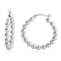 Beaded Hoop Earrings in Sterling Silver 4.30 Grams