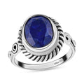 Artisan Crafted Lapis Lazuli Solitaire Ring in Sterling Silver 2.75 ctw - Sticky add to cart bar