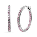 Simulated Pink Diamond Inside Out Hoop Earrings in Sterling Silver - Sticky add to cart bar