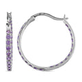 Simulated Pink Diamond Inside Out Hoop Earrings in Sterling Silver - Sticky add to cart bar