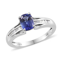 14K White Gold AAA Tanzanite and G-H I3 Diamond Bridge Ring (Size 8) 4.96 Grams 1.58 ctw
